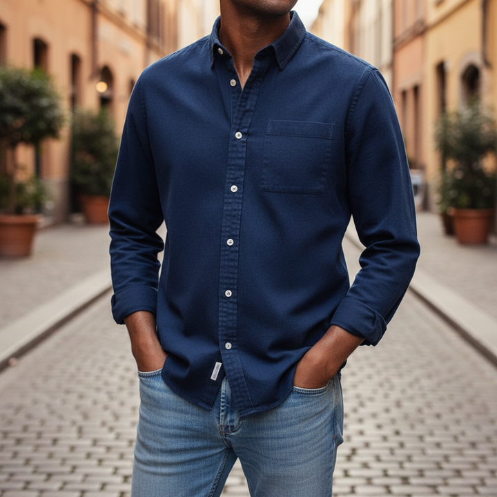 Herren Langarm Hemd Slim Fit Casual | Vestea