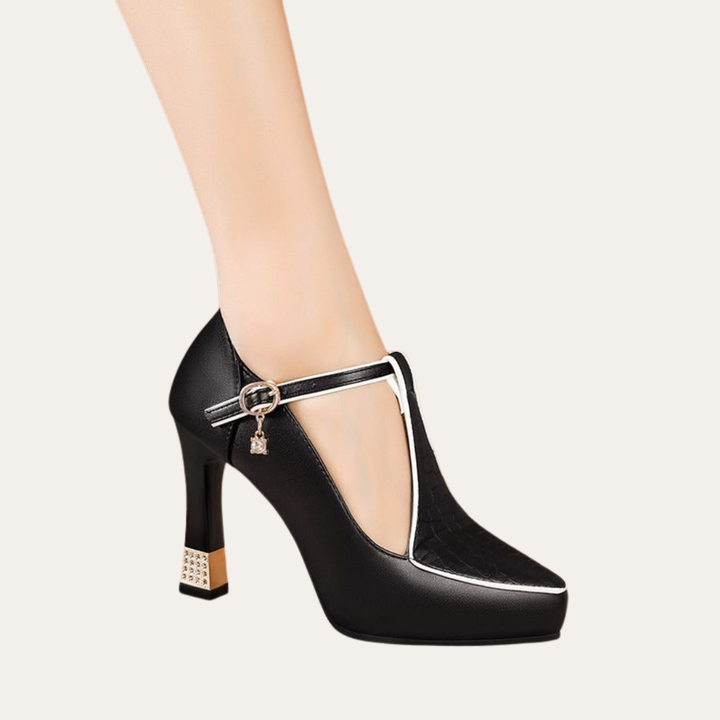 Damen Scarpe Ortopediche High Heels T-Steg Absatzschuhe Kunstleder | Vestea