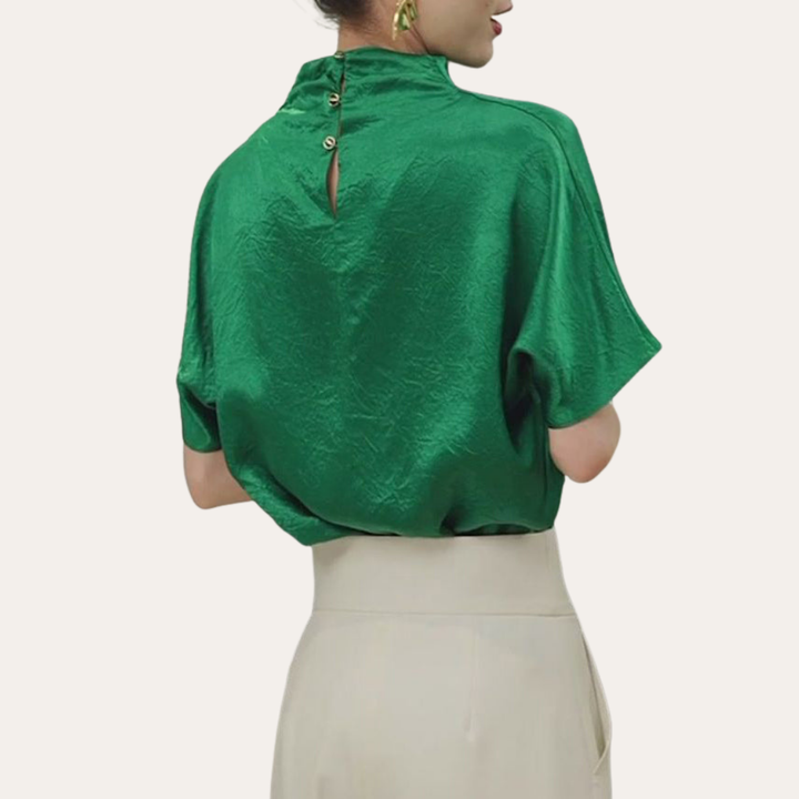 Turtleneck Kurzarm-Shirt für Damen | Vestea