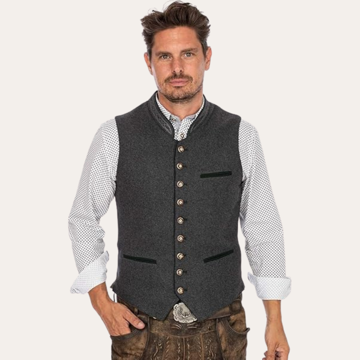 Herren Trachtenweste Wollmischung, Traditionelles Design | Vestea