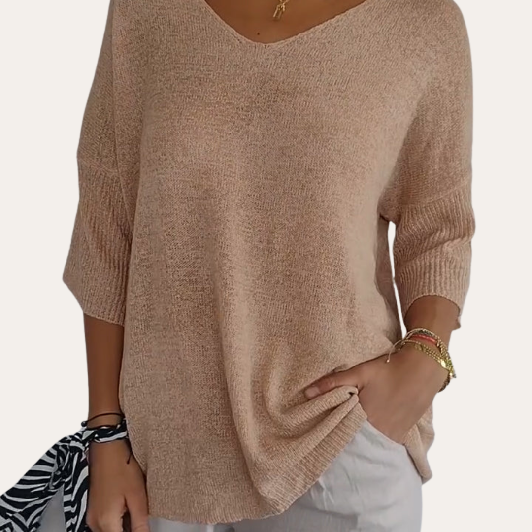 Damen V-Ausschnitt Pullover Locker Freizeit | Vestea
