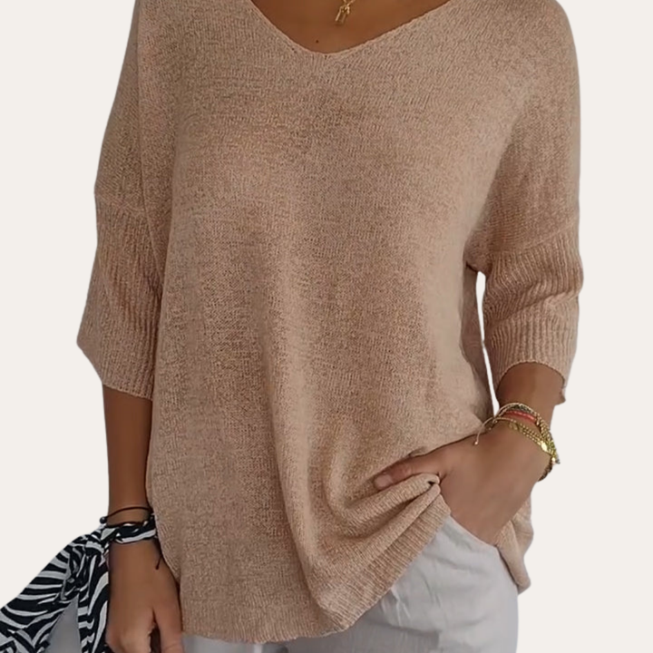Damen V-Ausschnitt Pullover Locker Freizeit | Vestea