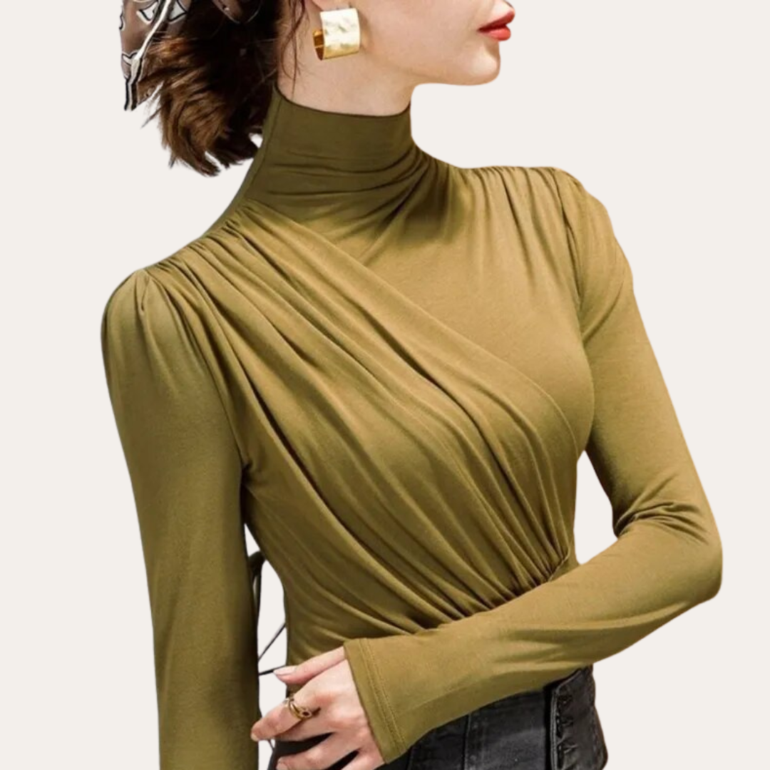 Damen Langarmshirt mit Stehkragen | Vestea