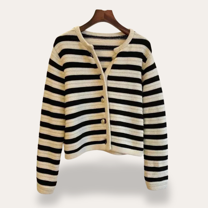 Damen Strickjacke mit Streifen Knopfleiste | Vestea