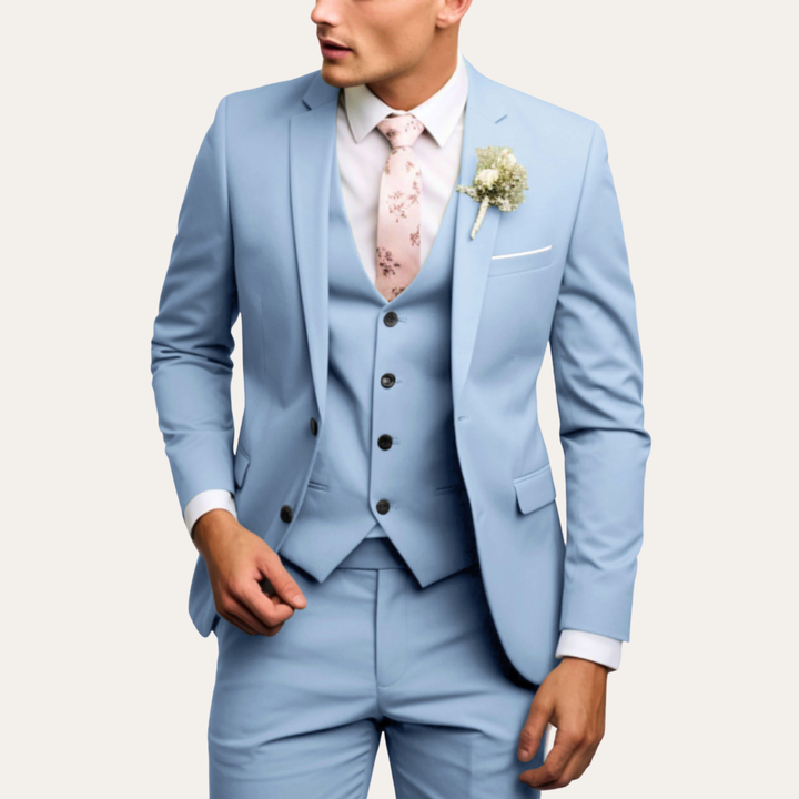 Herren Dreiteiliger Slim Fit Business Anzug Wolle | Vestea