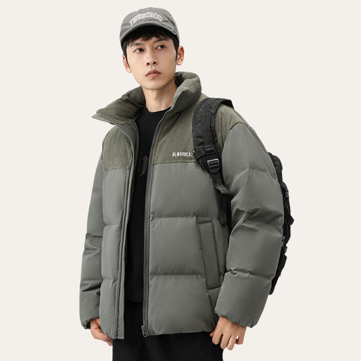 Herren Daunenjacke Corduroy Stehkragen Winterjacke | Vestea