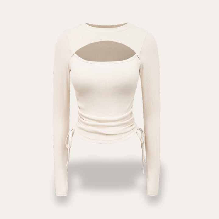 Damen Langarmshirt mit Cut Out und Raffung | Vestea