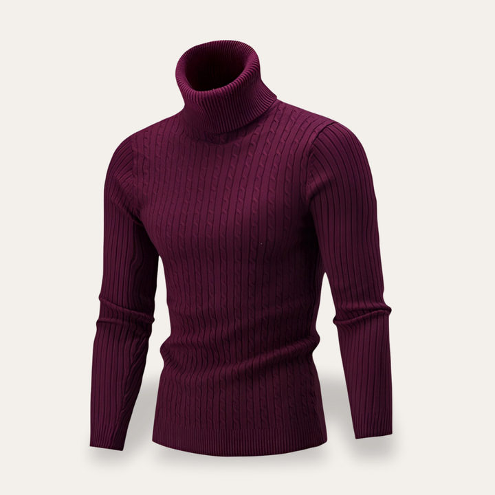 Herren Rollkragenpullover Strick Langarm Slim Fit | Vestea