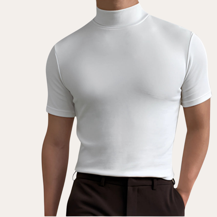 Herren Kurzarm Rollkragen T-Shirt Slim Fit | Vestea