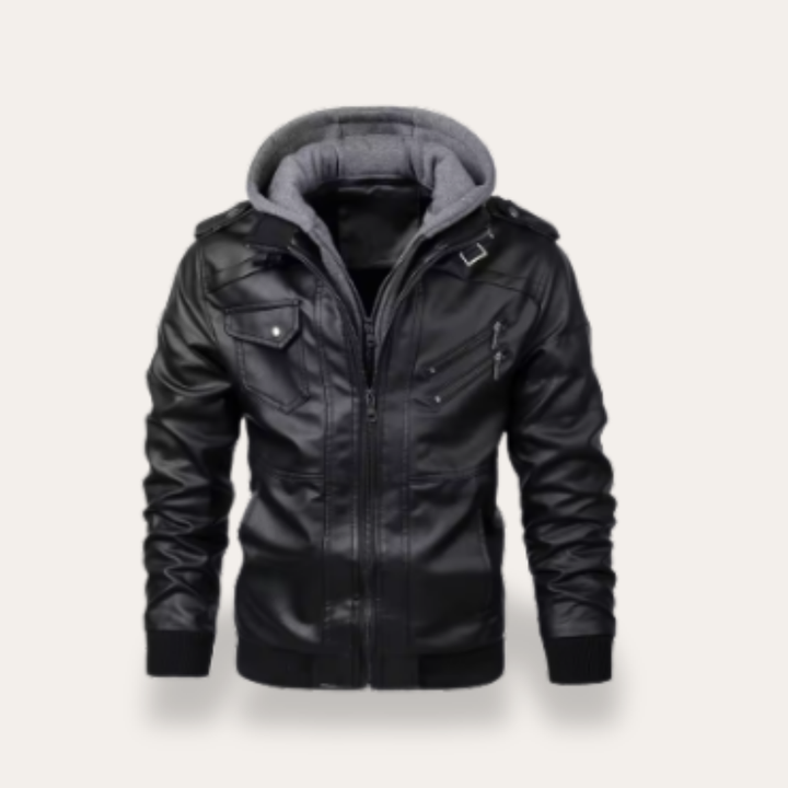 Herren Kunstlederjacke mit Kapuze Winterjacke | Vestea