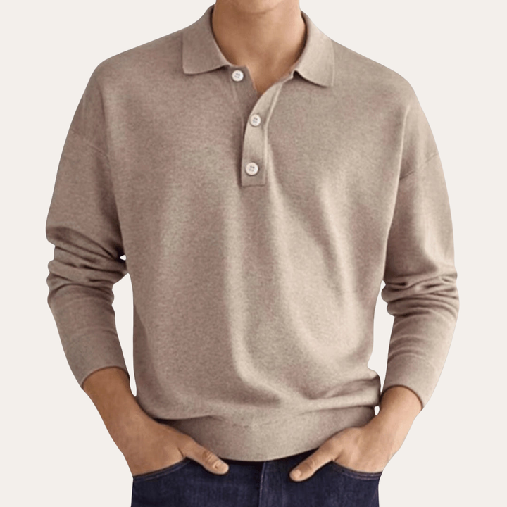 Herren Langarm Poloshirt Freizeit Klassisch | Vestea