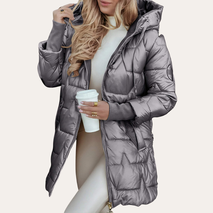 Damen Steppjacke mit Kapuze Polyester Winterjacke | Vestea