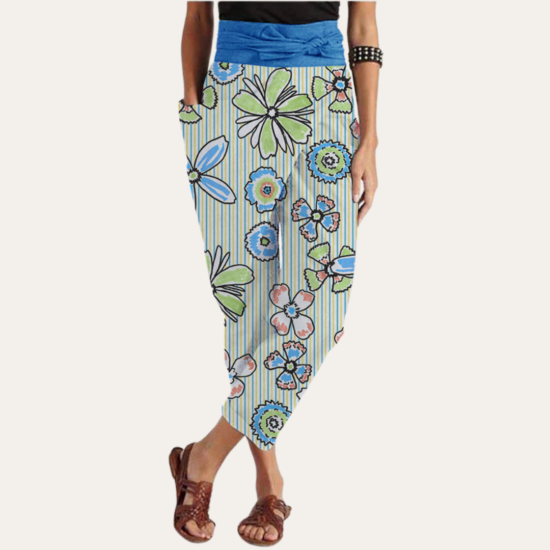 Tropische Wickelhose Damen Leinen Baumwolle | Vestea