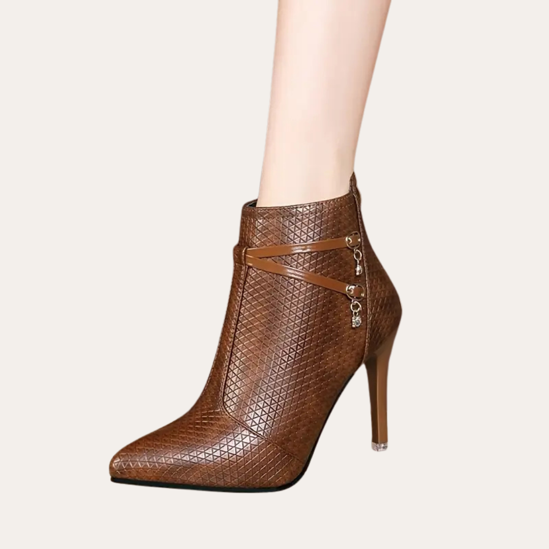Orthopädische Stiefeletten mit Absatz und Reißverschluss für Damen | Vestea