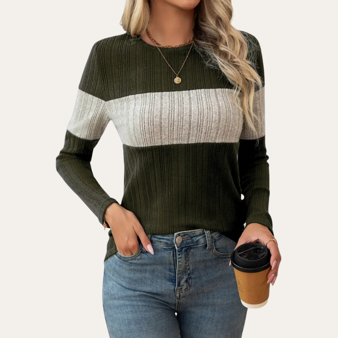Gestreiftes Langarmshirt für Damen | Vestea
