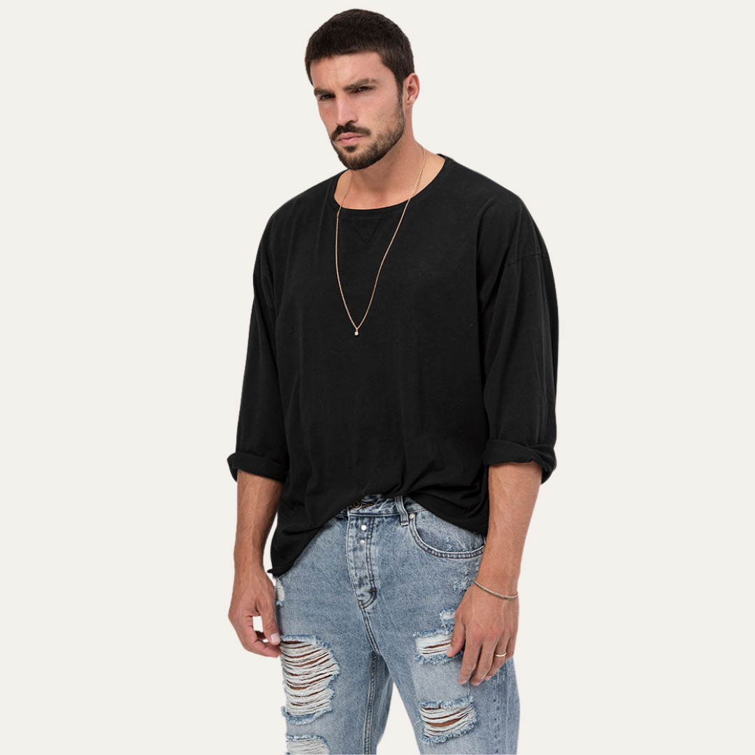 Herren Oversize Baumwoll Longsleeve Basic | Vestea