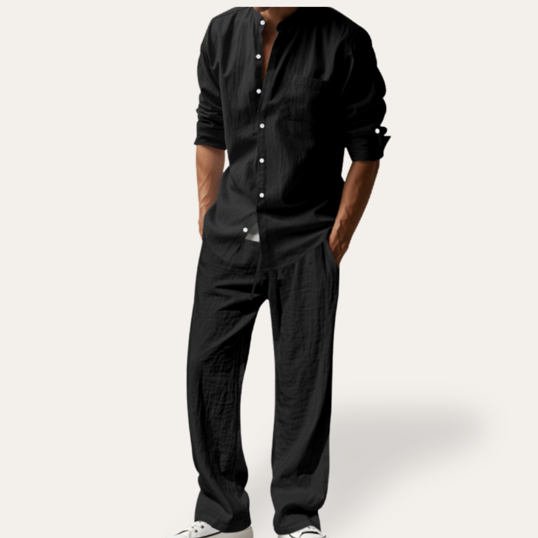 Herren Leinen Set, Atmungsaktives Hemd und Hose | Vestea
