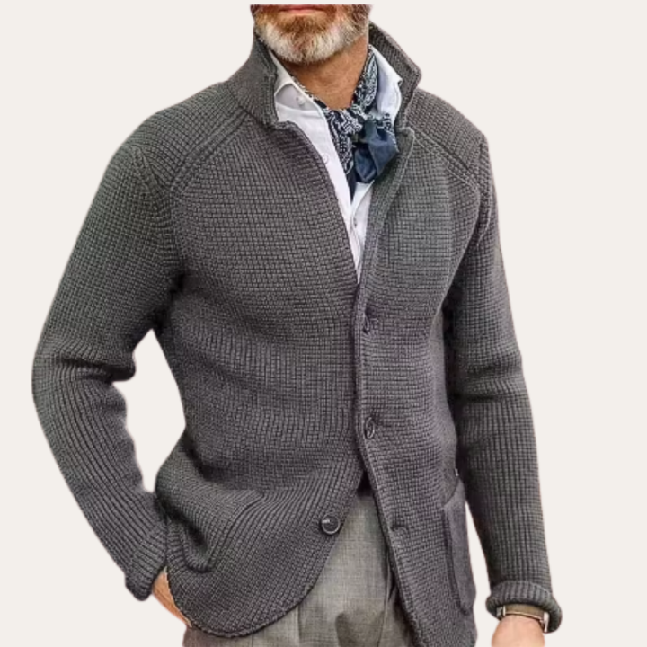 Herren Strickjacke mit Knöpfen Stehkragen | Vestea