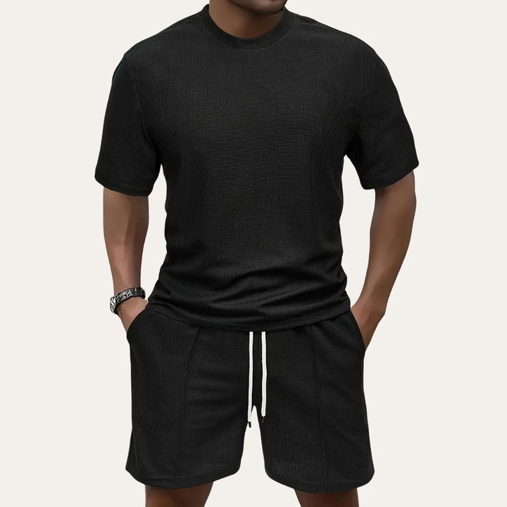 Freizeit Set für Herren T-Shirt und Shorts Set aus leichtem Material mit verstellbarem Bund | Vestea