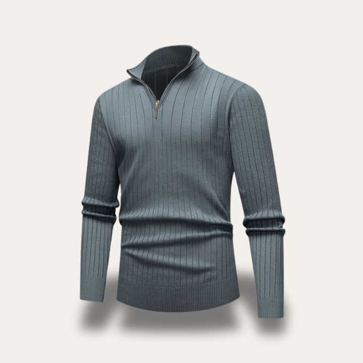 Herren Strickpullover mit Reißverschluss Stehkragen | Vestea