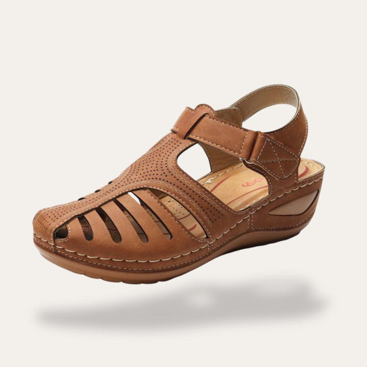 Damen Sandalen Orthopediche Leder Klettverschluss Bequem Sommer | Vestea
