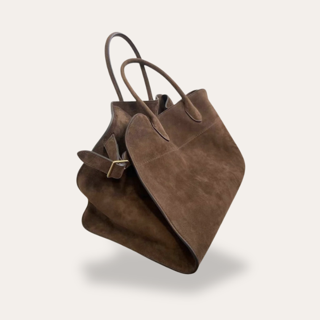 Damen Veloursleder Handtasche Doppelgriff | Vestea