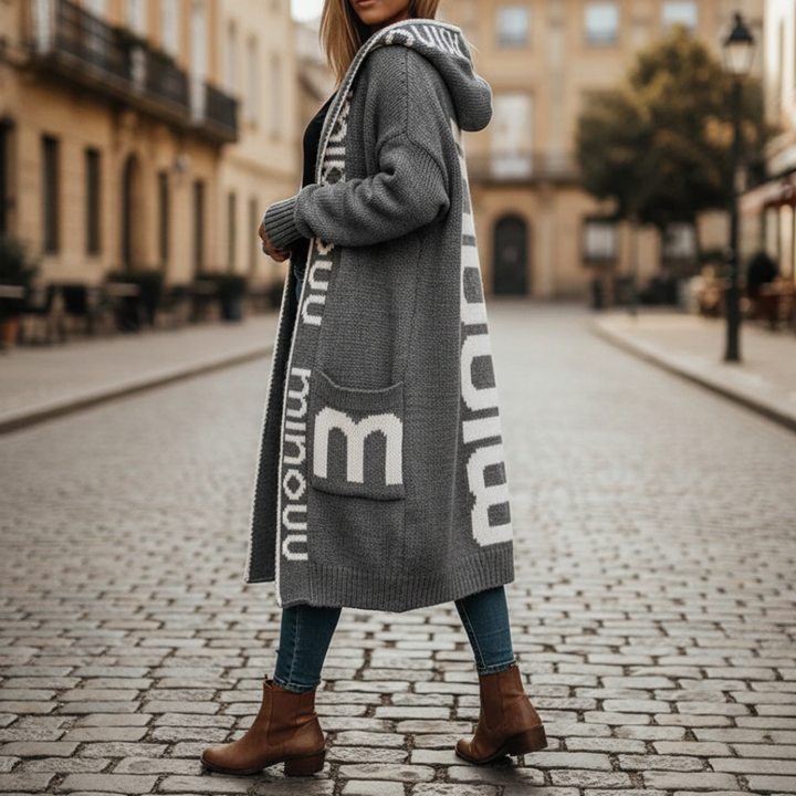 Damen Long Cardigan Kapuze Oversize | Vestea