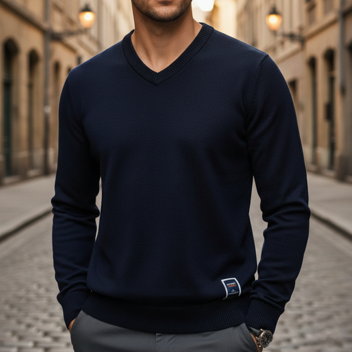 Herren Slim Fit V-Ausschnitt Pullover | Vestea