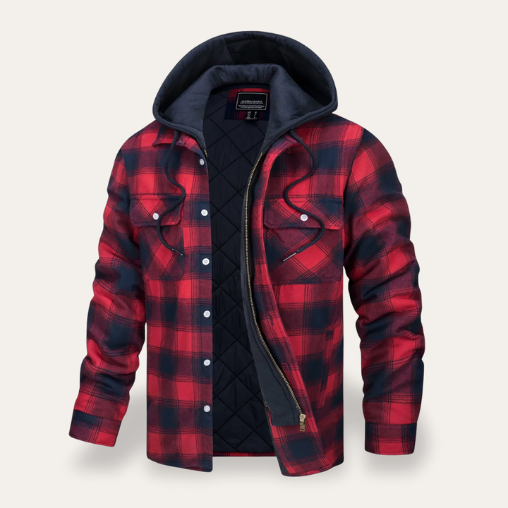 Herren Flanellhemd mit Kapuze Baumwolle Outdoorjacke | Vestea