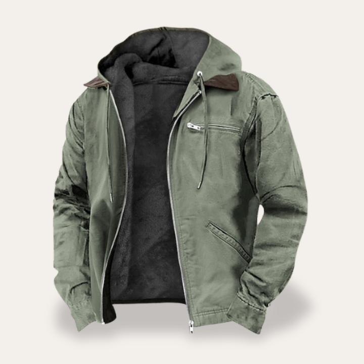 Herren Winterjacke Kapuzenjacke Fleecefutter Reißverschluss Outdoor | Vestea