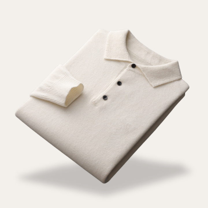 Herren Kaschmir Poloshirt Langarm Feinstrick | Vestea