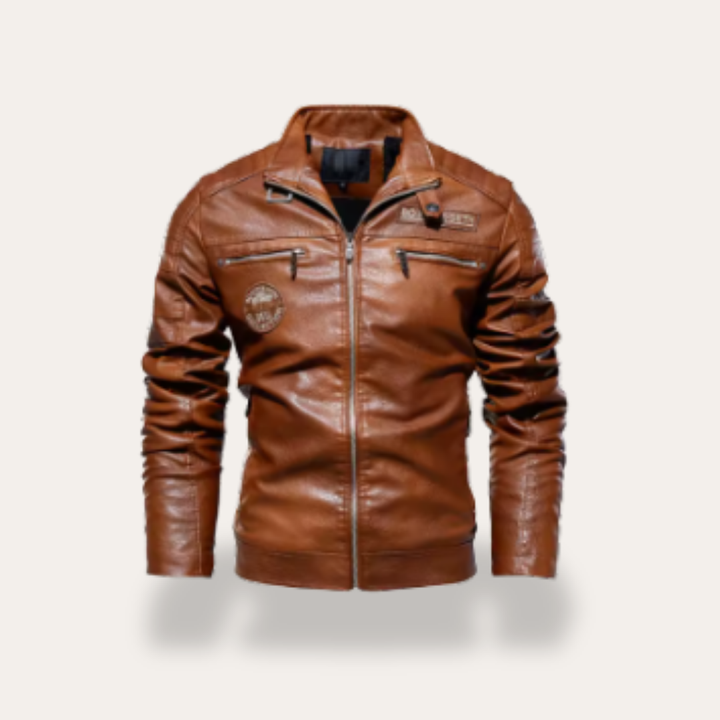 Herren Kunstlederjacke Bikerjacke mit Reißverschluss | Vestea