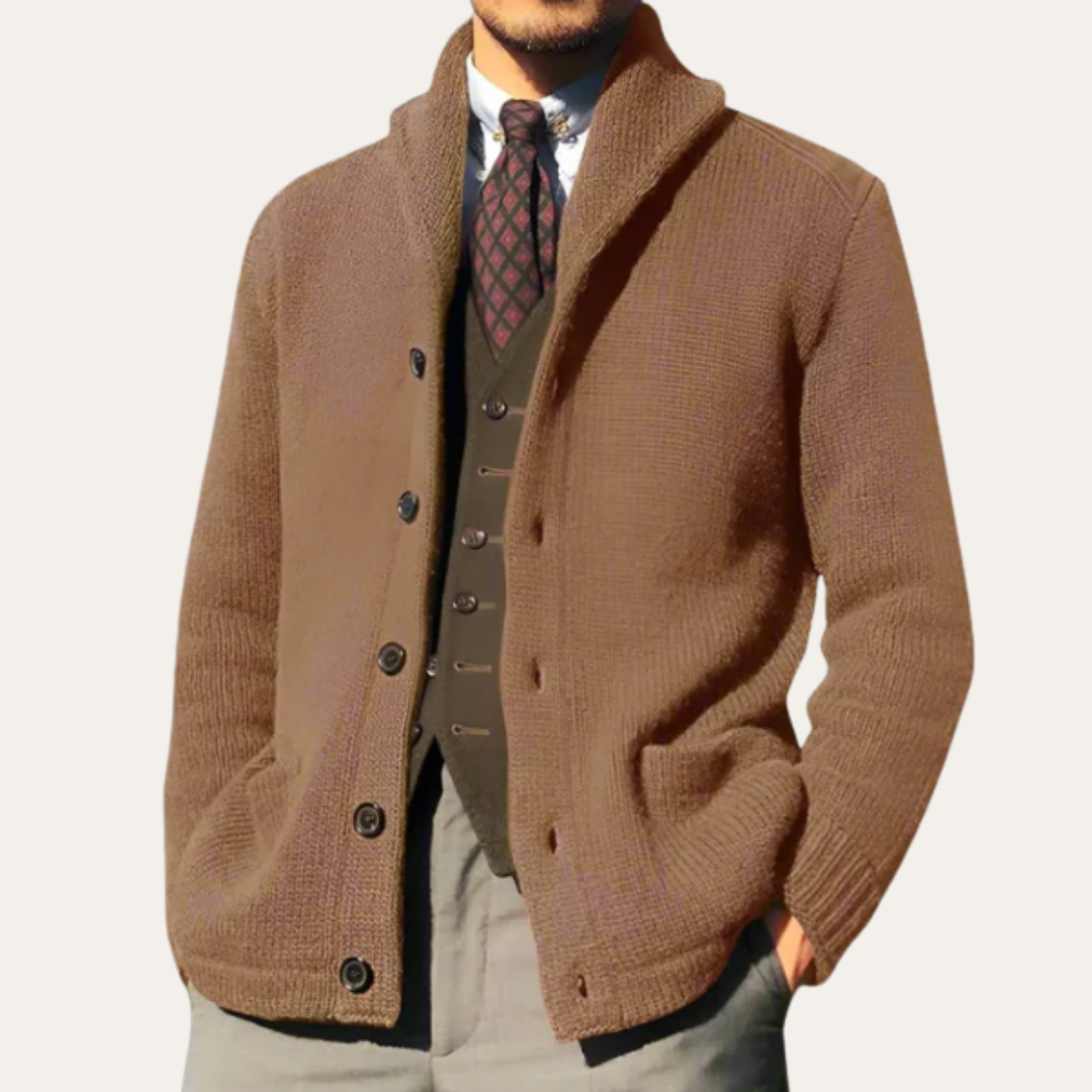 Herren Strickjacke Button-Cardigan Wollmix | Vestea