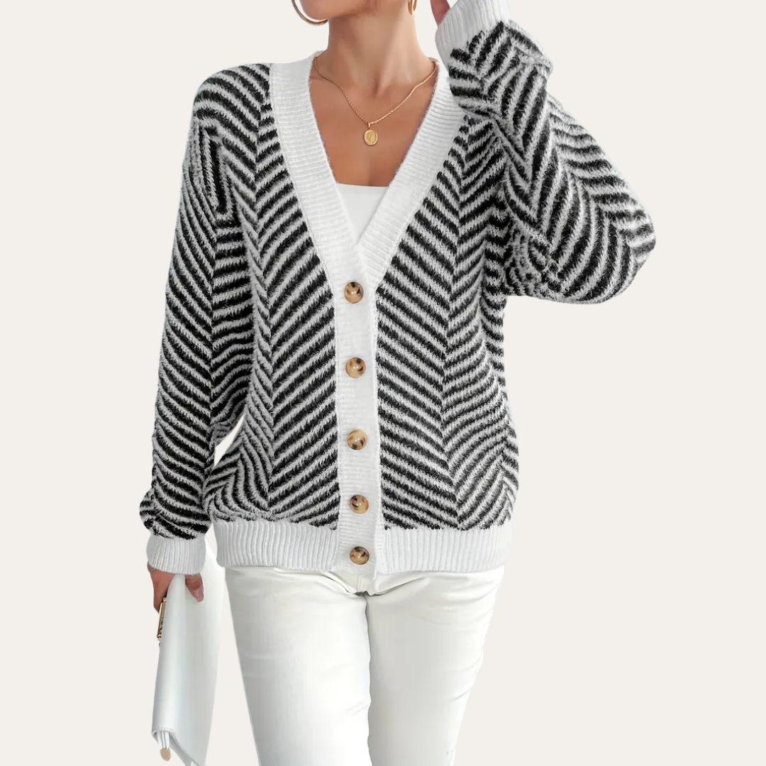 Damen Strickjacke  Zickzackmuster  | Vestea
