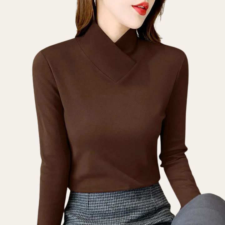Damen Langarmshirt Stehkragen Büro Freizeit | Vestea
