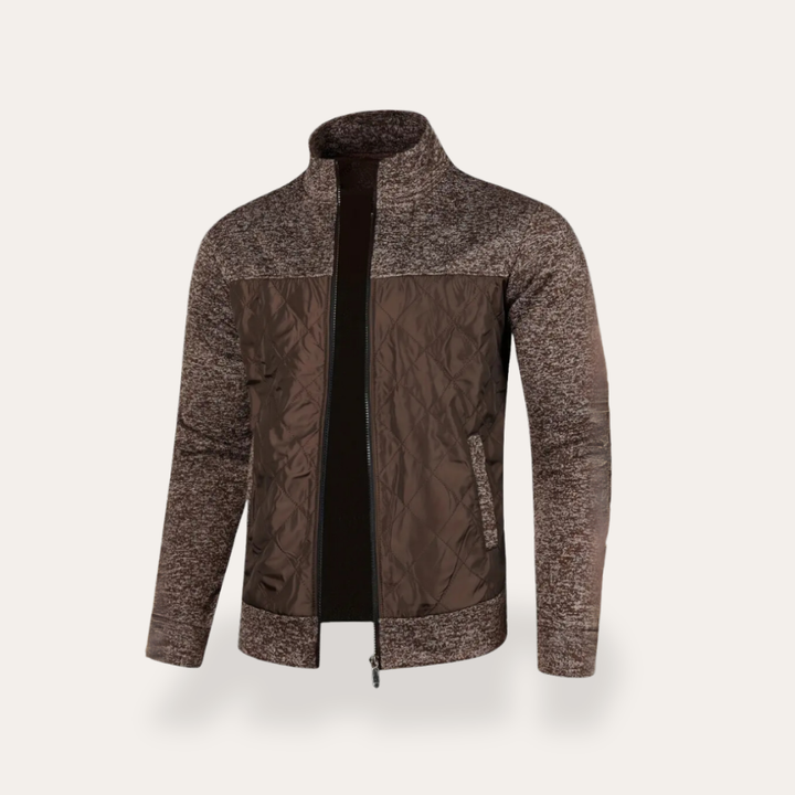 Herren Strickjacke Materialmix Stehkragen Winter | Vestea
