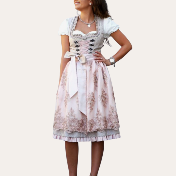 Damen Dirndl mit Schürze Trachtenkleid | Vestea