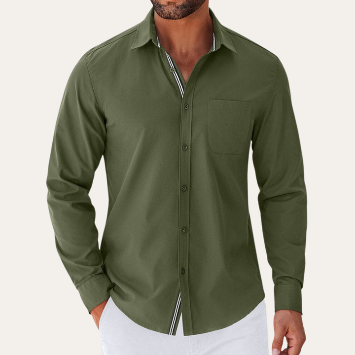 Herren Langarmhemd Mischgewebe Regular Fit | Vestea