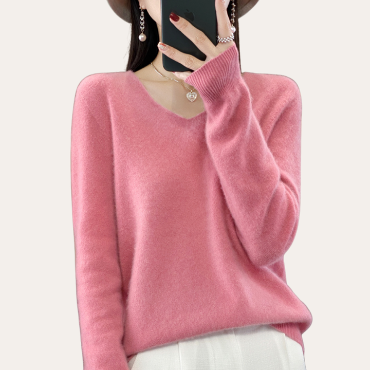 Damen Kaschmir V-Ausschnitt Pullover | Vestea