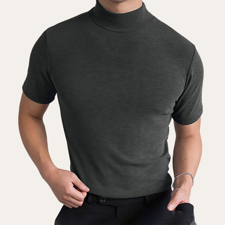 Herren Kurzarm Stehkragen T-Shirt Elastisch | Vestea