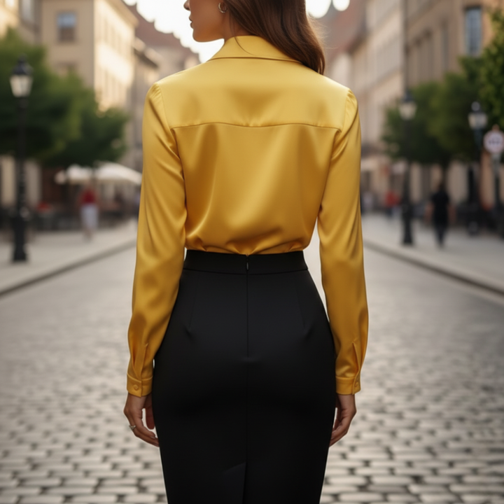 Damen Bluse mit Cowl-Kragen und langen Ärmeln | Vestea