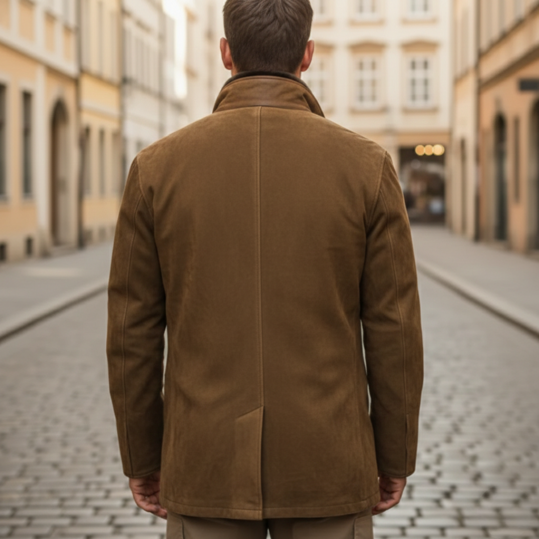 Men Suede Fur Collar Blazer Jacket