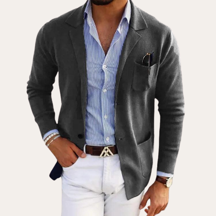 Herren Strickblazer Casual Sakko Leicht Slim Fit für Business Look | Vestea