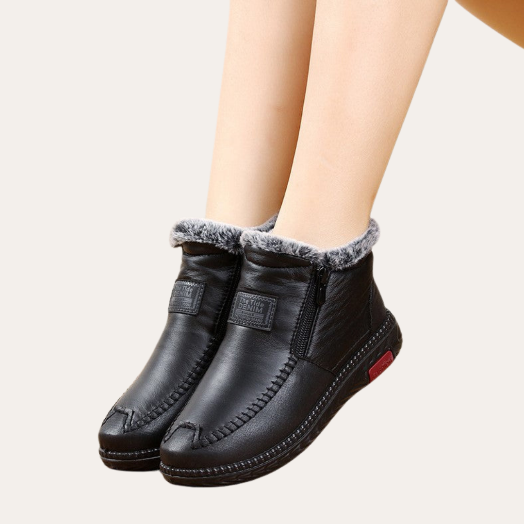 Damen Winterstiefeletten Leder orthopädisch bequem Reißverschluss | Vestea