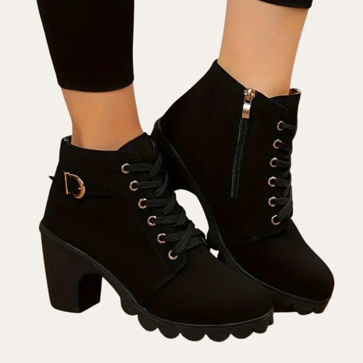 Damen Stiefeletten Schnürung Absatz Orthopädisch | Vestea