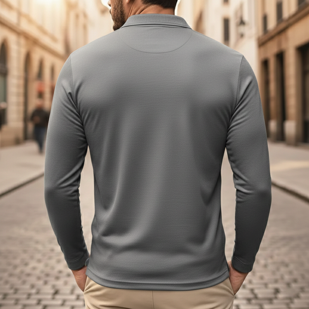 Camiseta de manga larga para hombre tipo polo de alto rendimiento