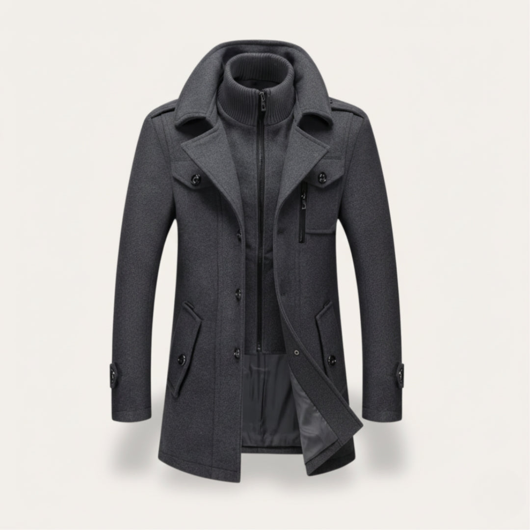 Herren Wollmantel mit Innenjacke aus Wollmix Slim Fit | Vestea