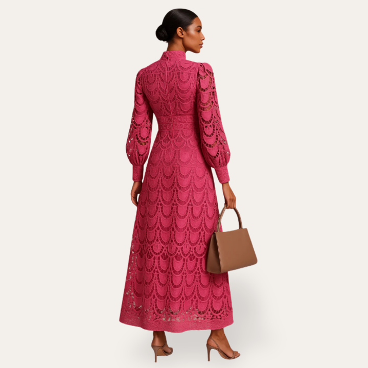 Maxikleid aus Spitze mit Langem Arm für Damen | Vestea