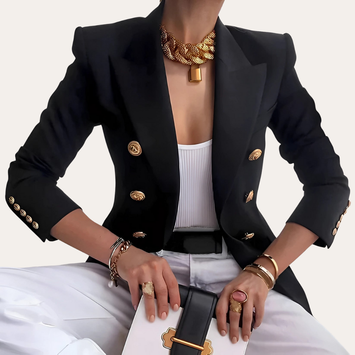 Damen Blazer Zweireiher Elegant Businessjacke | Vestea