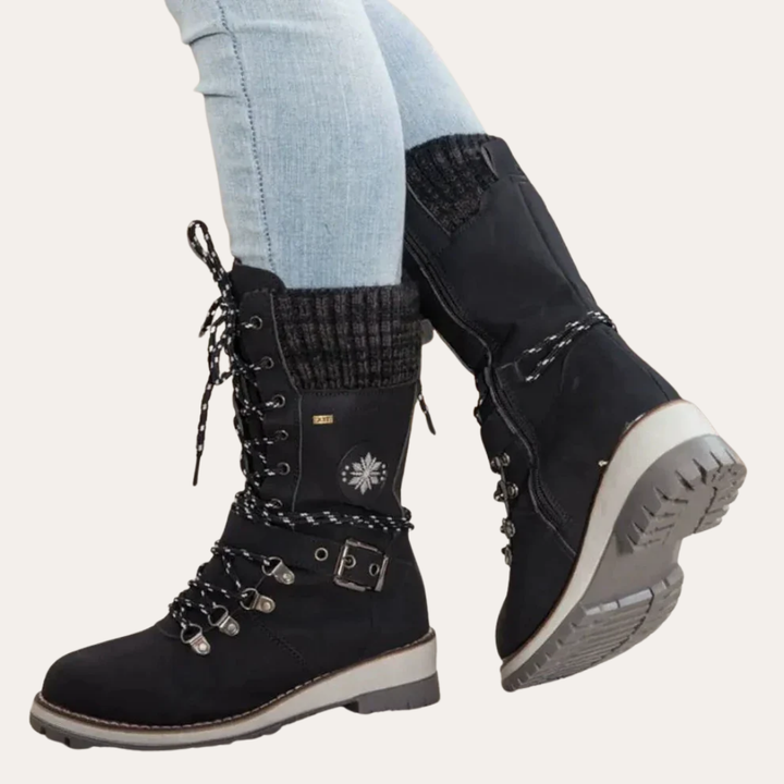 Damen Winterstiefel gefüttert wasserdicht orthopädisch Lederoptik | Vestea